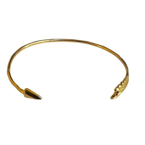 Stella & Dot Gold tone feather open Cuff Bangle bracelet - Picture 1 of 8